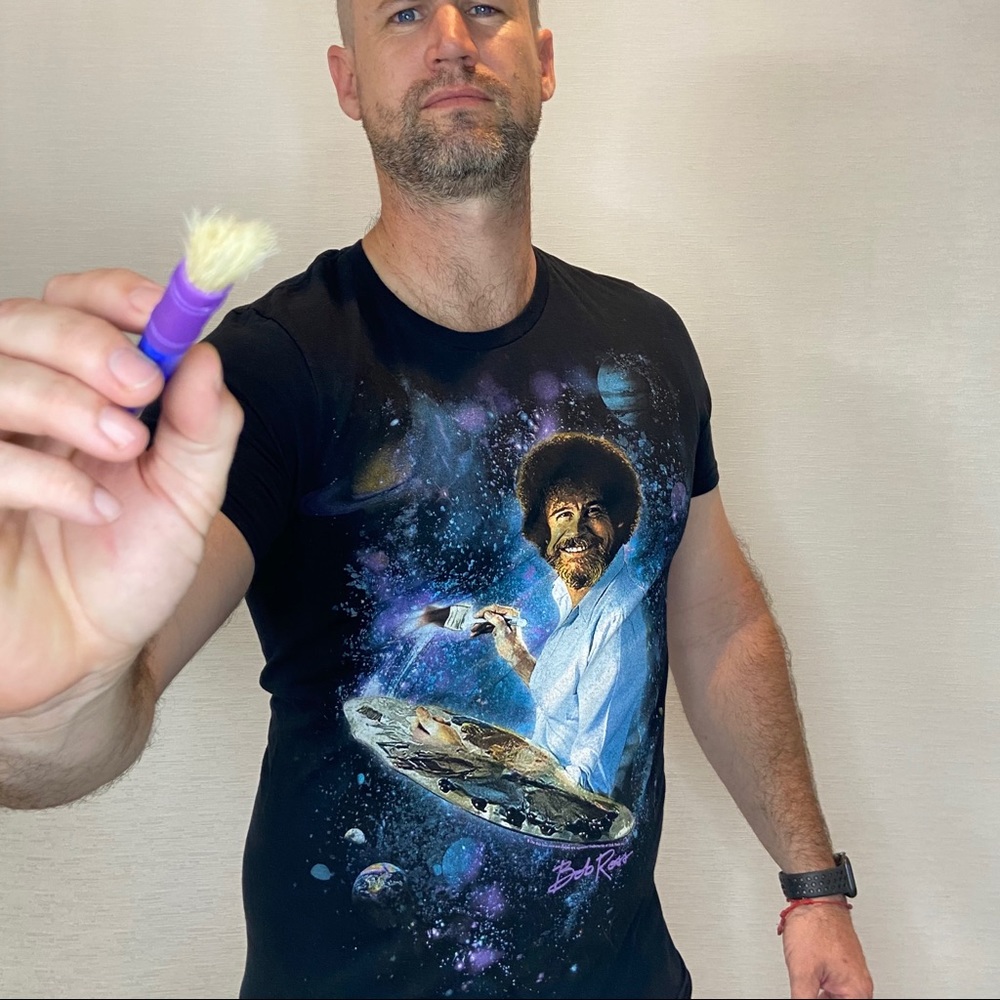 Bob Ross Joy of Painting Space Galaxy T-Shirt